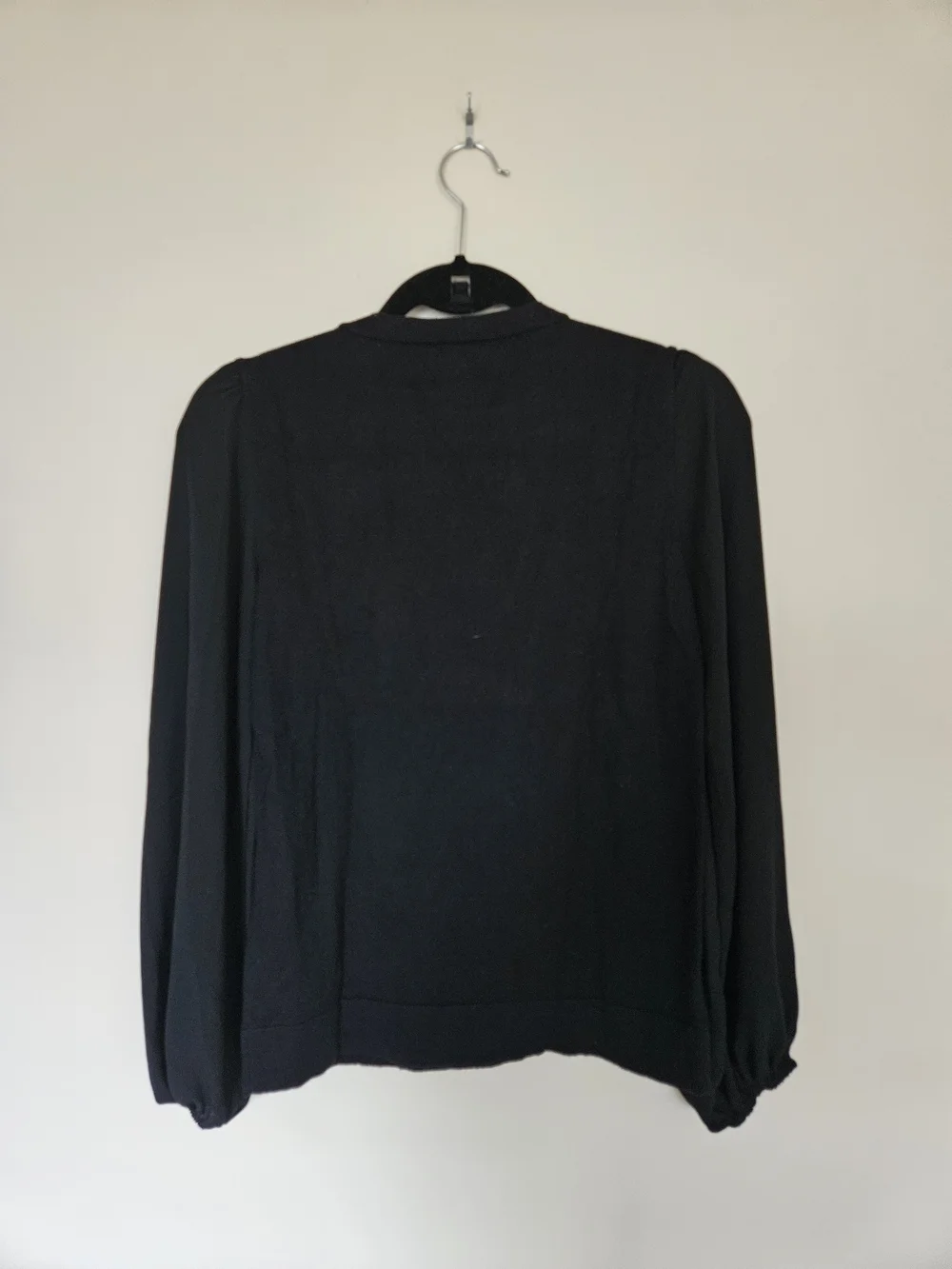 J. Crew Black Tie-Neck Long Sleeve Blouse